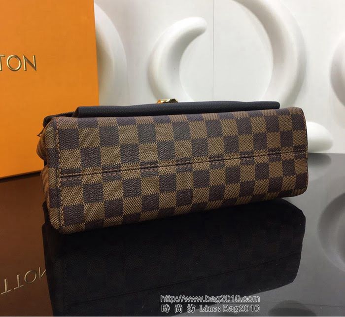 路易威登LV 頂級原單 N40108黑 SAINT PLACIDE手袋 Damier Ebène帆布 搭配小牛皮和優雅褶 金色鏈條單肩斜挎包  YDH2521